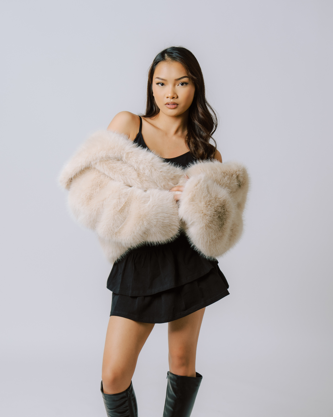 Faux Fur Coat – Cream Featherlight