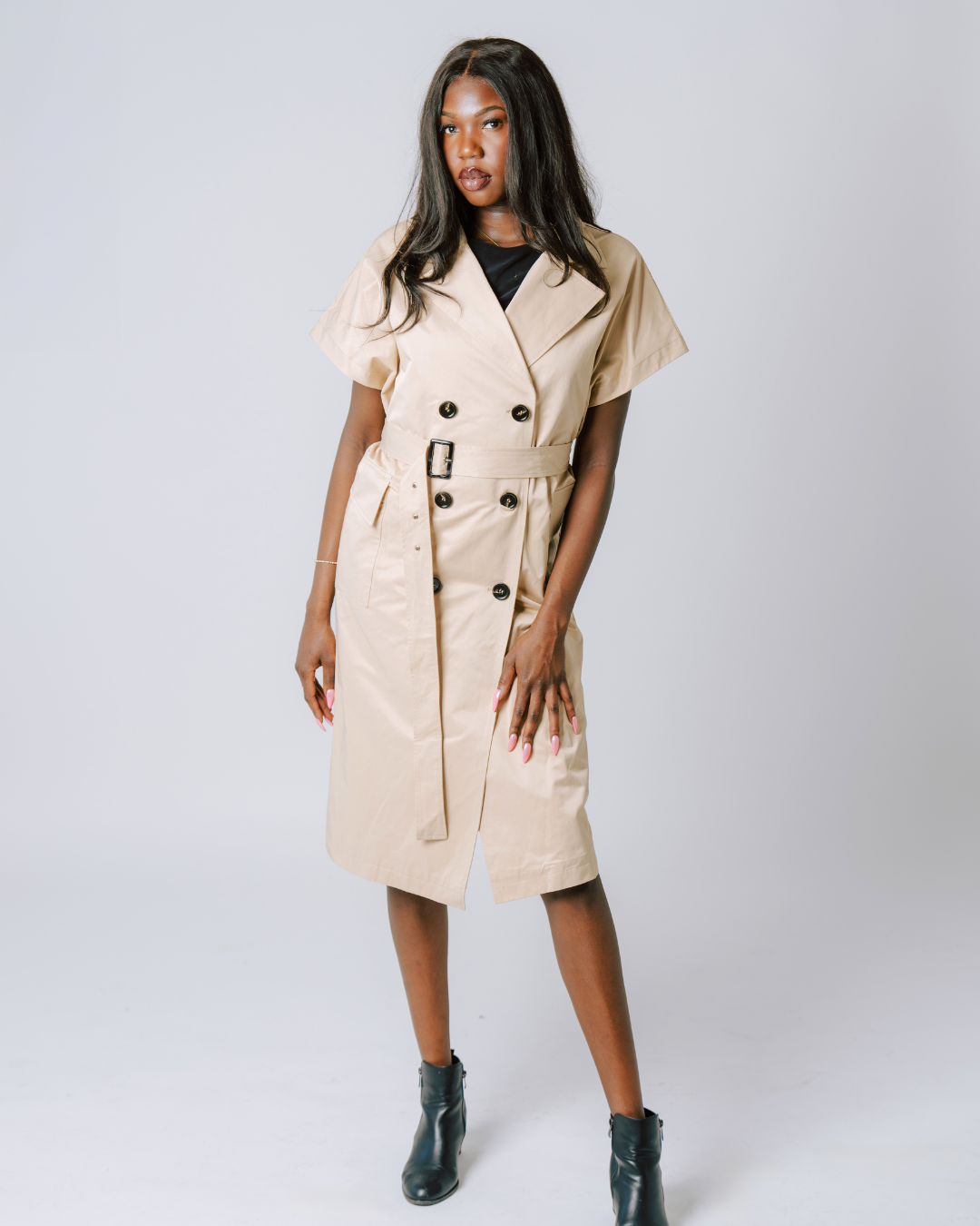 Short Sleeve Trench Coat – Cream Featherlight