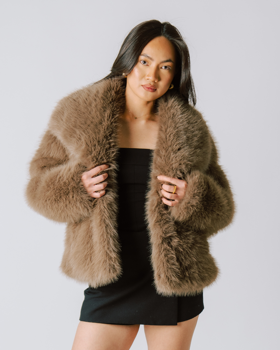 Faux Fur Coat – Cream Featherlight