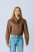 RHNA Suede Crop Jacket – Cedar Brown