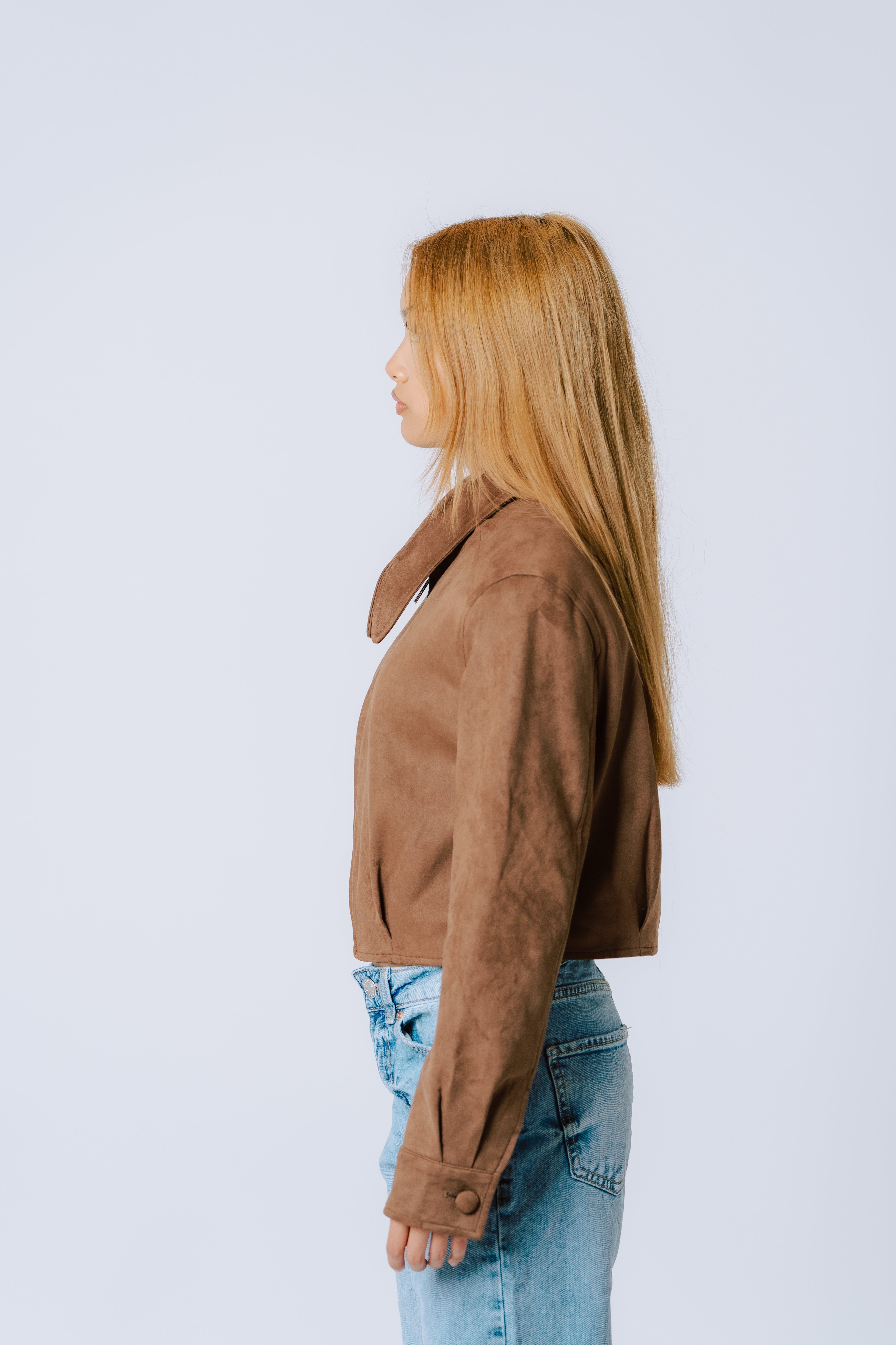 RHNA Suede Crop Jacket – Cedar Brown