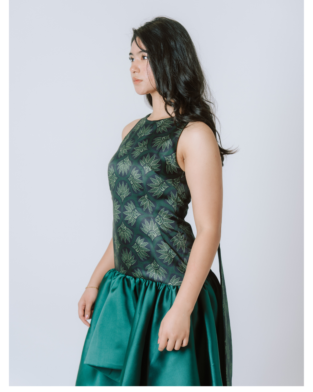 Women's Emerald Cascade Couture Dress - Women