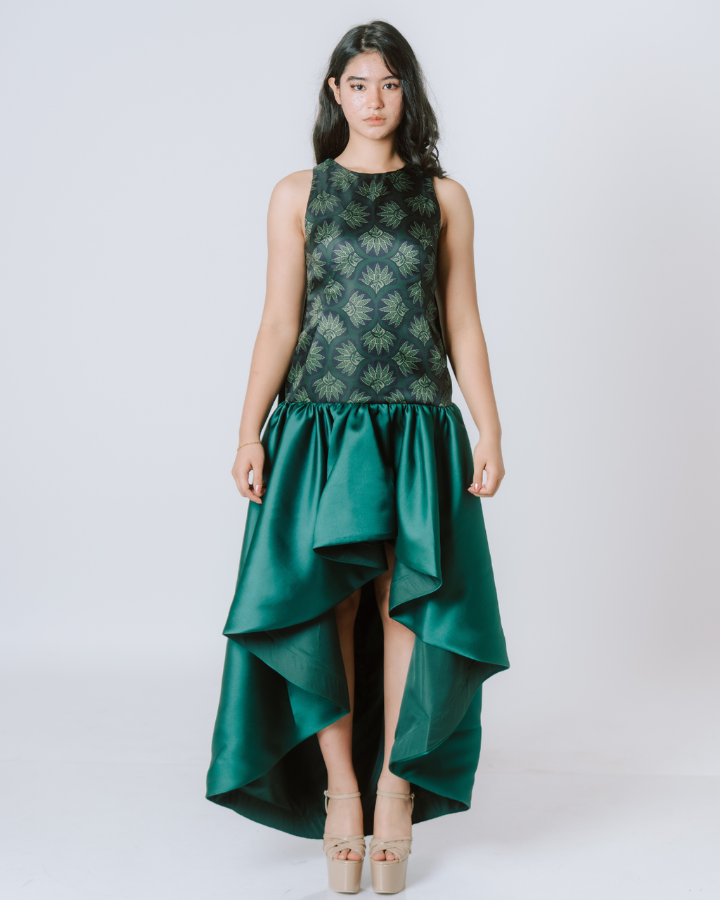 Women's Emerald Cascade Couture Dress - Women